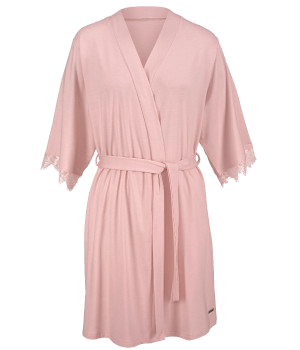 Kimono mit Spitze in Rosé